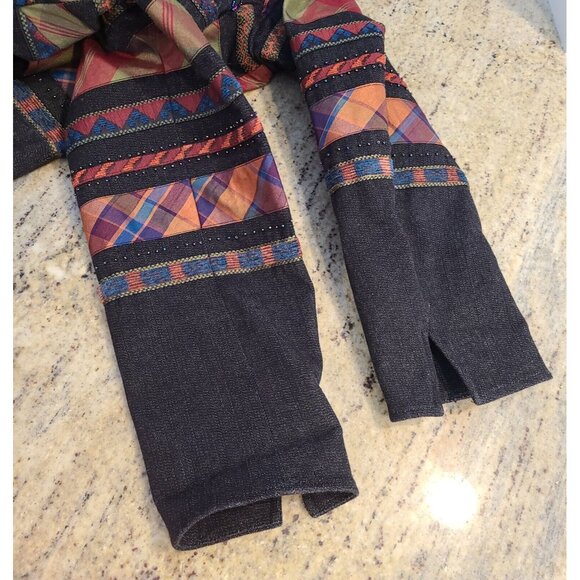 Coldwater Creek Size 12 Petite Denim Blazer Geometric Southwestern Sequin - Picture 11 of 13